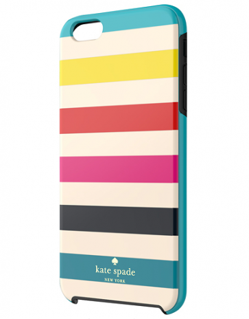 iPhone 6 Kate Spade Candy Stripe Turquoise/Yellow/Orange/Pink/Navy Hybrid Hard Shell Case