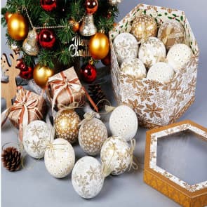 14 Elegant Christmas Tree Bulbs - Gold White