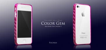 Mere Color Gem Polymer Jelly Ring til iPhone 4 AP13-024 (Fuchsia Pink)